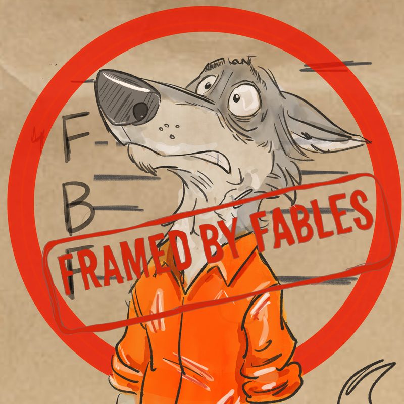 Wolf in orange jumpsuit — Framed by Fables